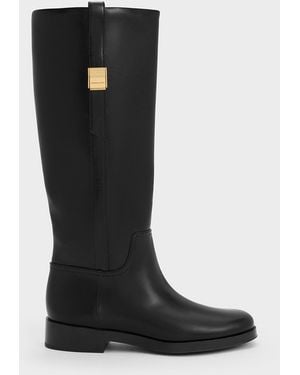 Charles & Keith Yvette Metallic-accent Knee-high Boots - Black
