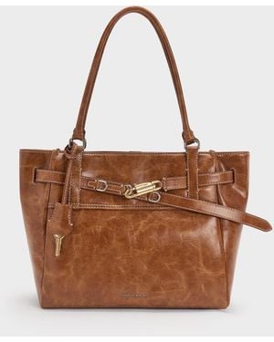 Charles & Keith Delfina Belted Tote Bag - Brown