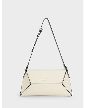 Charles & Keith Nasrin Geometric Shoulder Bag - Natural