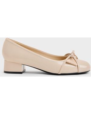 Charles & Keith Bettina Double-Bow Pumps - Natural