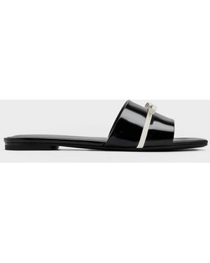Charles & Keith Two-tone Bow Slide Sandals - White