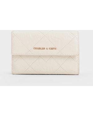 Charles & Keith Duo Quilted Fold-Over Wallet - Natural