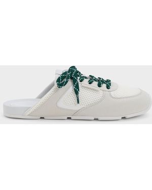Charles & Keith Mesh Lace-Up Sneaker Mules - White