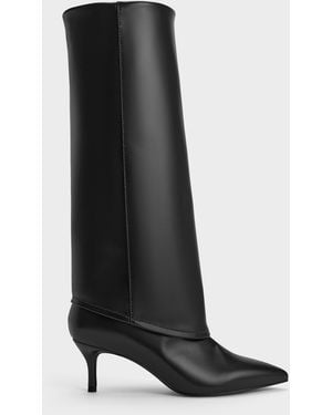 Charles & Keith Pointed Stiletto Knee-High Boots - White