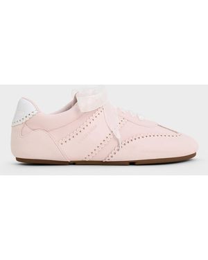 Charles & Keith Cece Heart-Motif Sheer-Lace Trainers - Pink