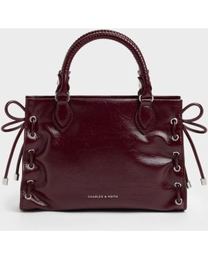 Charles & Keith Mini Nylah Grommet Lace-Up Tote Bag - Purple