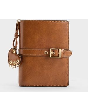 Charles & Keith Rey Heart Belted Passport Holder - Brown