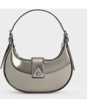 Charles & Keith Trice Metallic Belted Shoulder Bag - Gray