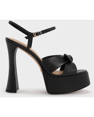 Charles & Keith Jayce Leather Platform Sandals - Black