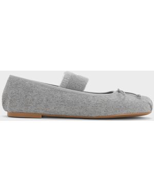 Charles & Keith Winona Felt Mary Jane Flats - Grey