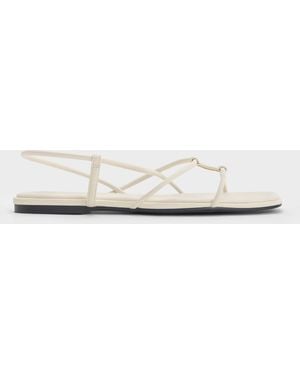 Charles & Keith Square-Toe Strappy Sandals - White