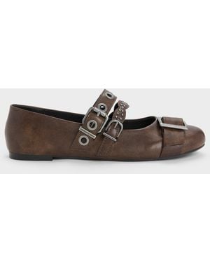 Charles & Keith Aether Grommet Studded Mary Jane Flats - White