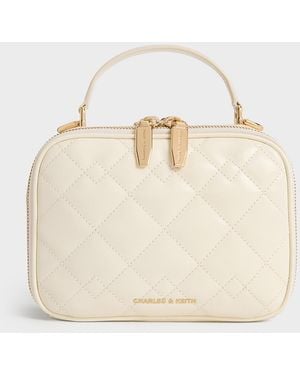 Charles & Keith Duo Quilted Vanity Bag - Natural