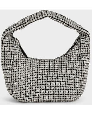 Charles & Keith Crystal-Embellished Hobo Bag - Grey