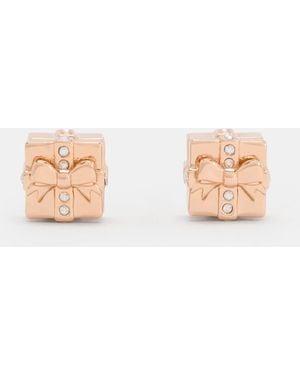 Charles & Keith Athalia Crystal-Embellished Gift-Box Stud Earrings - Natural