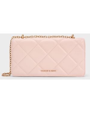 Charles & Keith Paffuto Quilted Wallet On Chain - Pink