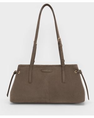 Charles & Keith Noane Elongated-Handle Shoulder Bag - Natural