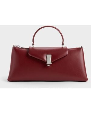 Charles & Keith Lilibet Elongated Top Handle Bag - Red