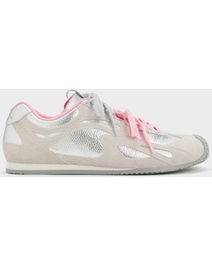 Charles & Keith Metallic Leather & Suede Double-Lace Trainers