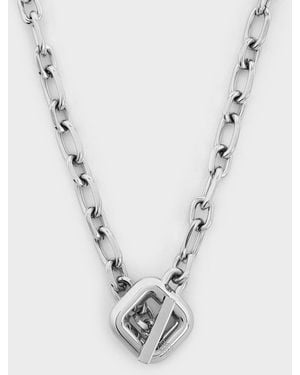 Charles & Keith Toggle-Clasp Chain-link Necklace - White