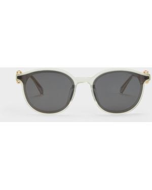 Charles & Keith Ciara Heart-Motif Sunglasses - Grey