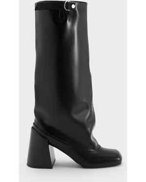 Charles & Keith Robbie Heeled Knee-high Boots - Black
