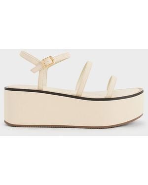 Charles & Keith Strappy Flatform Wedge Sandals - Natural