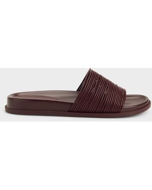 Charles & Keith Fianna Strappy Slide Sandals - Brown