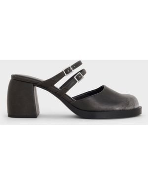 Charles & Keith Double-Strap Platform Mules - White