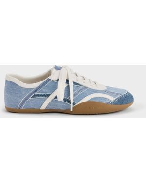 Charles & Keith Denim & Leather Trainers - Blue