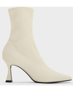 Charles & Keith Elongated Square-toe Ankle Boots - White