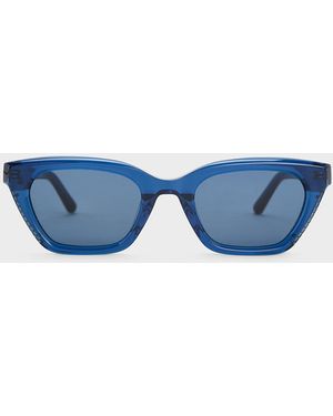 Charles & Keith Vesta Angular Cat-Eye Sunglasses - Blue