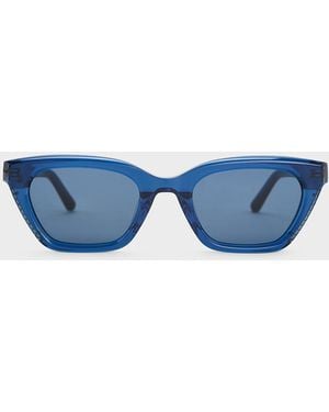 Charles & Keith Vesta Angular Cat-Eye Sunglasses - Blue