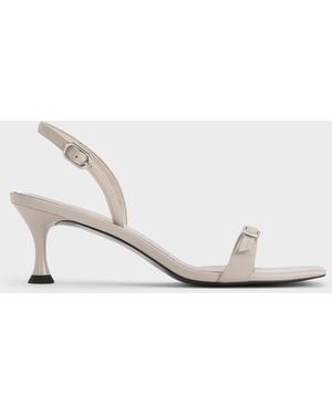 Charles & Keith Buckled Slingback Kitten Heels - Natural