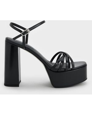 Charles & Keith Georgina Ankle-Strap Platform Sandals - Black