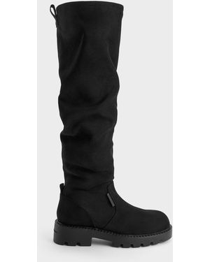 Charles & Keith Camilla Faux Suede Thigh-High Boots - Black