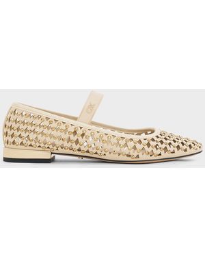 Charles & Keith Studded Cut-Out Mary Jane Flats - Natural