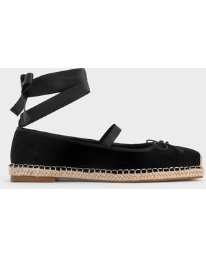 Charles & Keith Bernadine Faux Suede Espadrille Flats - White