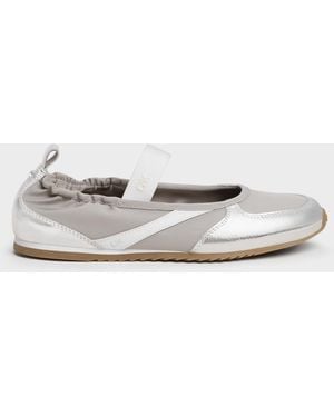 Charles & Keith Jace Metallic Leather Mary Jane Trainers - Natural