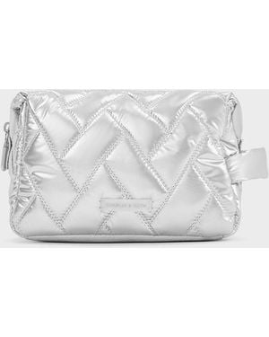 Charles & Keith Nylon Chevron Pouch - White