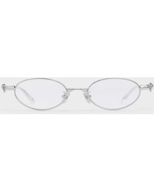 Charles & Keith Paige Bow Crystal Clear Sunglasses - Metallic