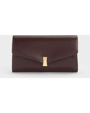 Charles & Keith Lilibet Chain-strap Long Wallet - Brown