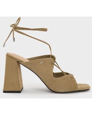 Charles & Keith Jianna Suede Heeled Sandals - Metallic