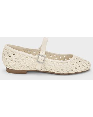 Charles & Keith Woven Mary Jane Flats - Natural