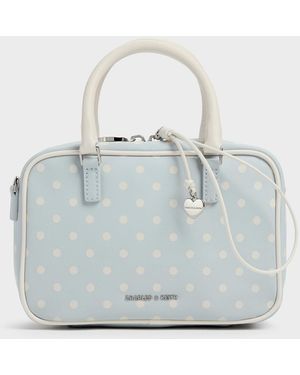 Charles & Keith Sianna Polka-Dot Bowling Bag - Blue