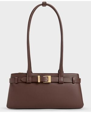 Charles & Keith Jody Leather Belted Shoulder Bag - White