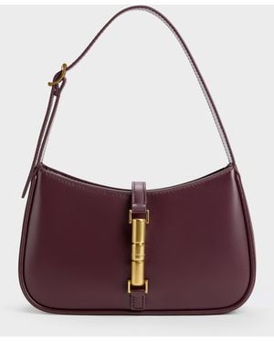 Charles & Keith Cesia Metallic-Accent Shoulder Bag - Purple