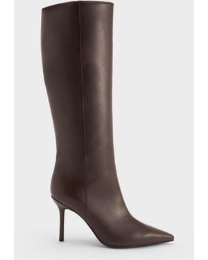 Charles & Keith Pointed Stiletto Knee-High Boots - Brown