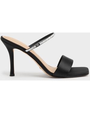 Charles & Keith Gem Heeled Mules - Black