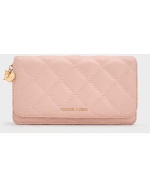 Charles & Keith Arrietty Quilted Wallet On Chain - Pink